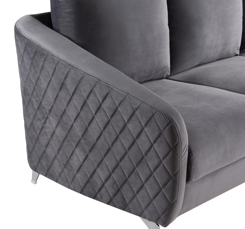 Willow & Hearth Sofia 36"W Gray Velvet Modern Chic Accent Armchair