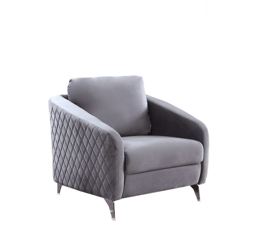 Willow & Hearth Sofia 36"W Gray Velvet Modern Chic Accent Armchair