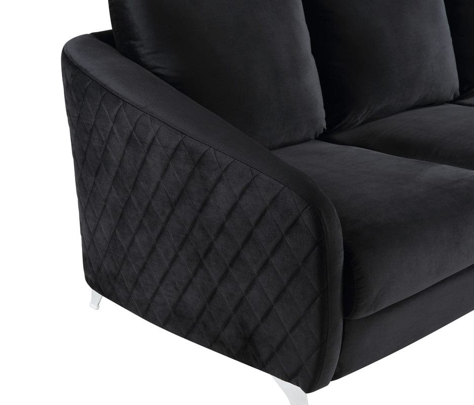 Willow & Hearth Sofia 36"W Black Velvet Modern Chic Accent Armchair