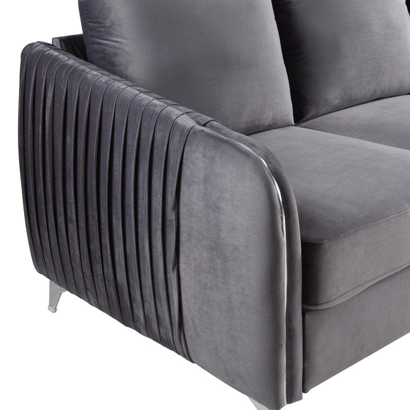 Willow & Hearth Hathaway 32"W Gray Velvet Modern Chic Accent Armchair