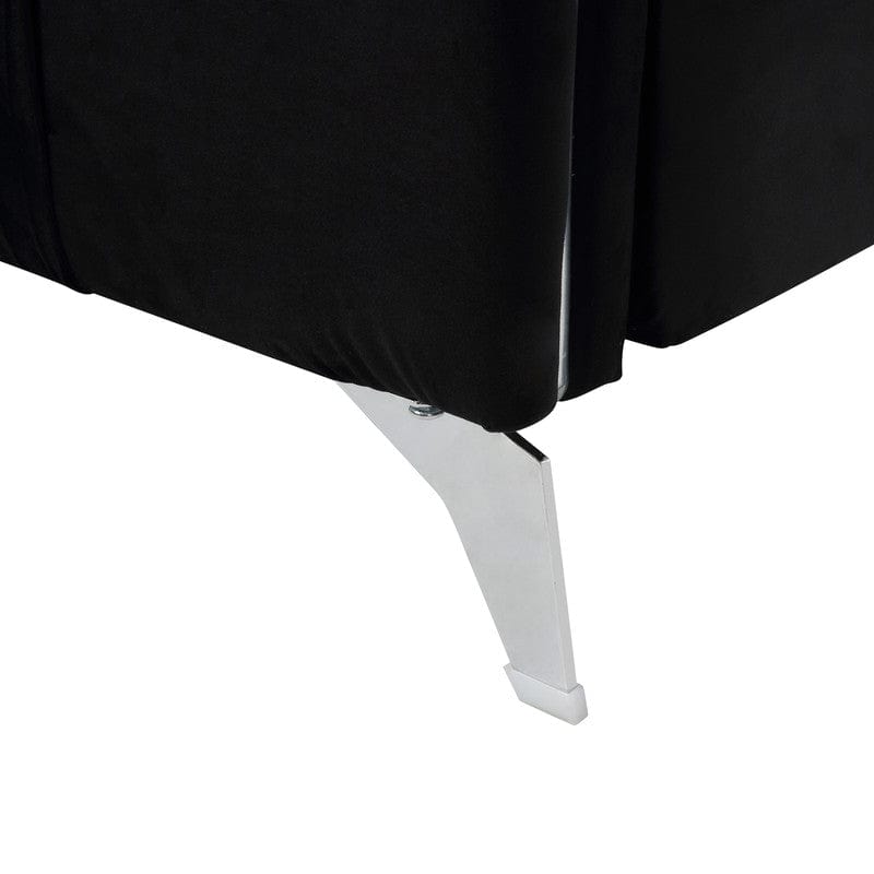 Willow & Hearth Hathaway 54"W Black Velvet Modern Chic Loveseat Couch