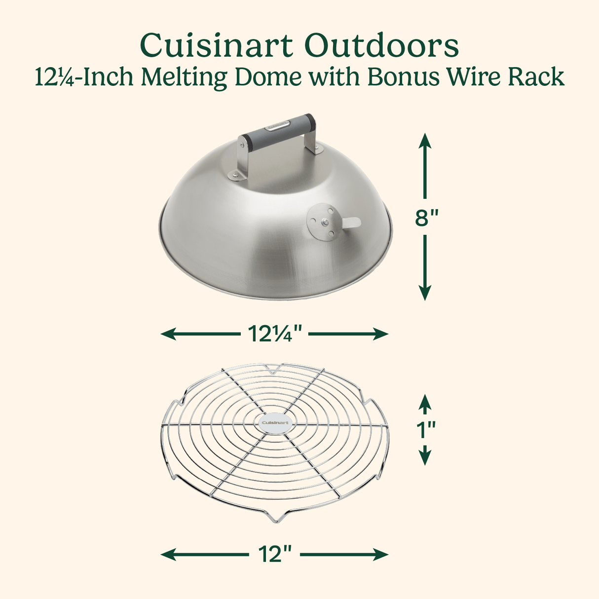 Cuisinart 12.25" Melting Dome with Bonus Wire Rack for Cooking Versatility