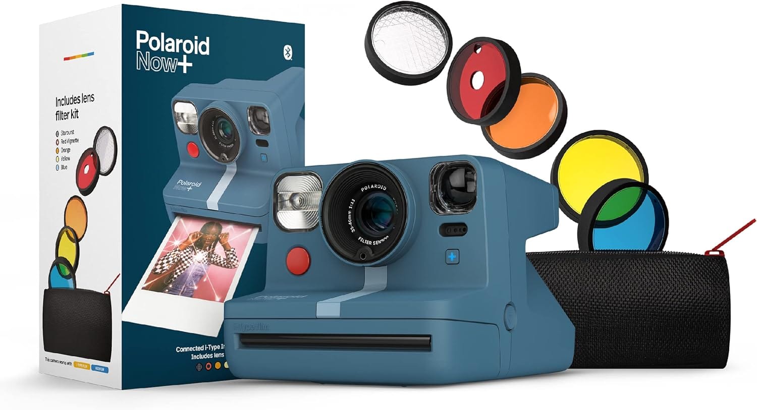 Polaroid 9061 Now+ Bluetooth Connected I-Type Instant Film Camera with Bonus Lens Filter Set, Black