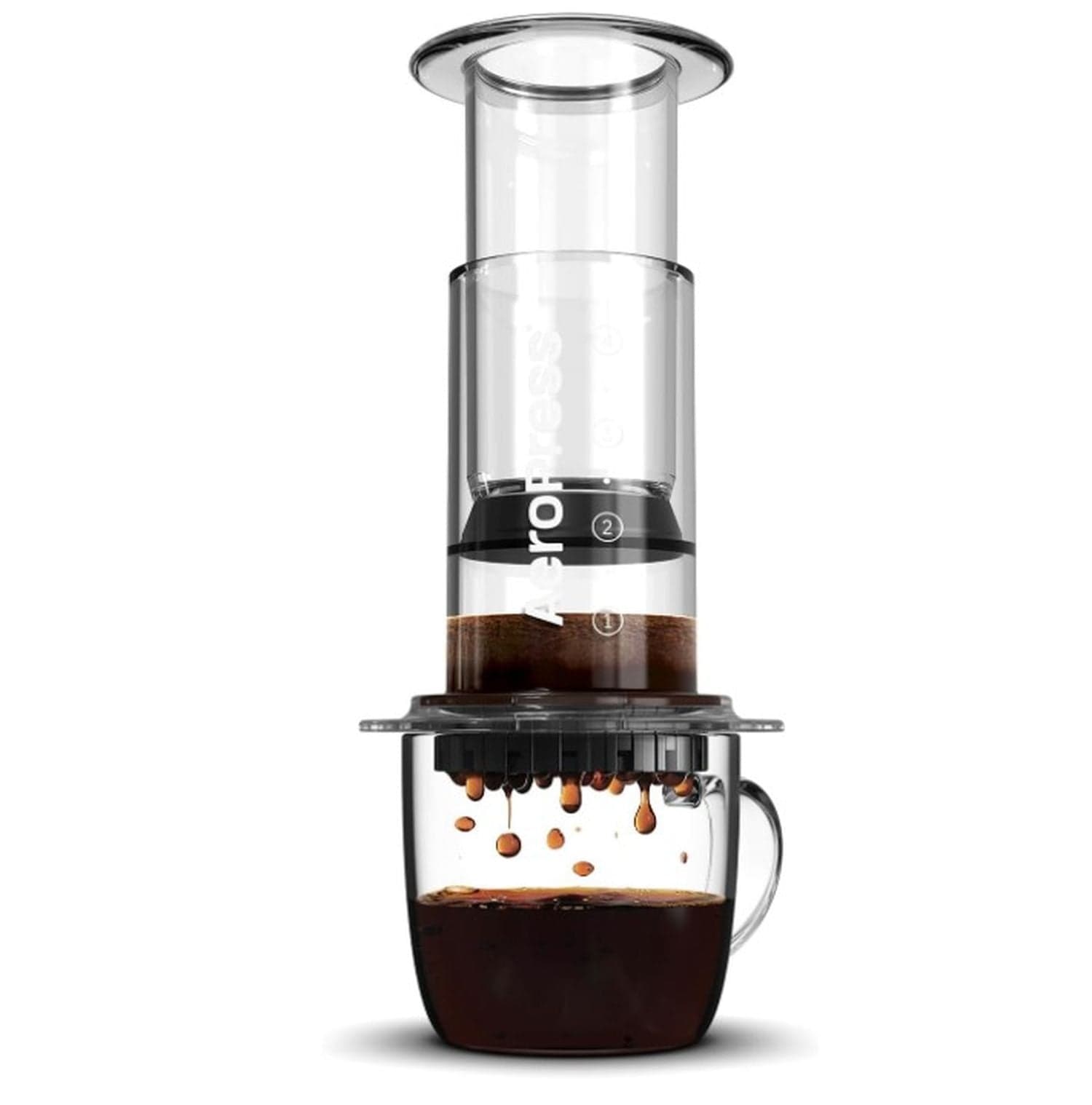 AeroPress Clear Coffee Press 3-in-1 Brew Coffee + Espresso-Style Portable/Travel Coffee Maker, Clear