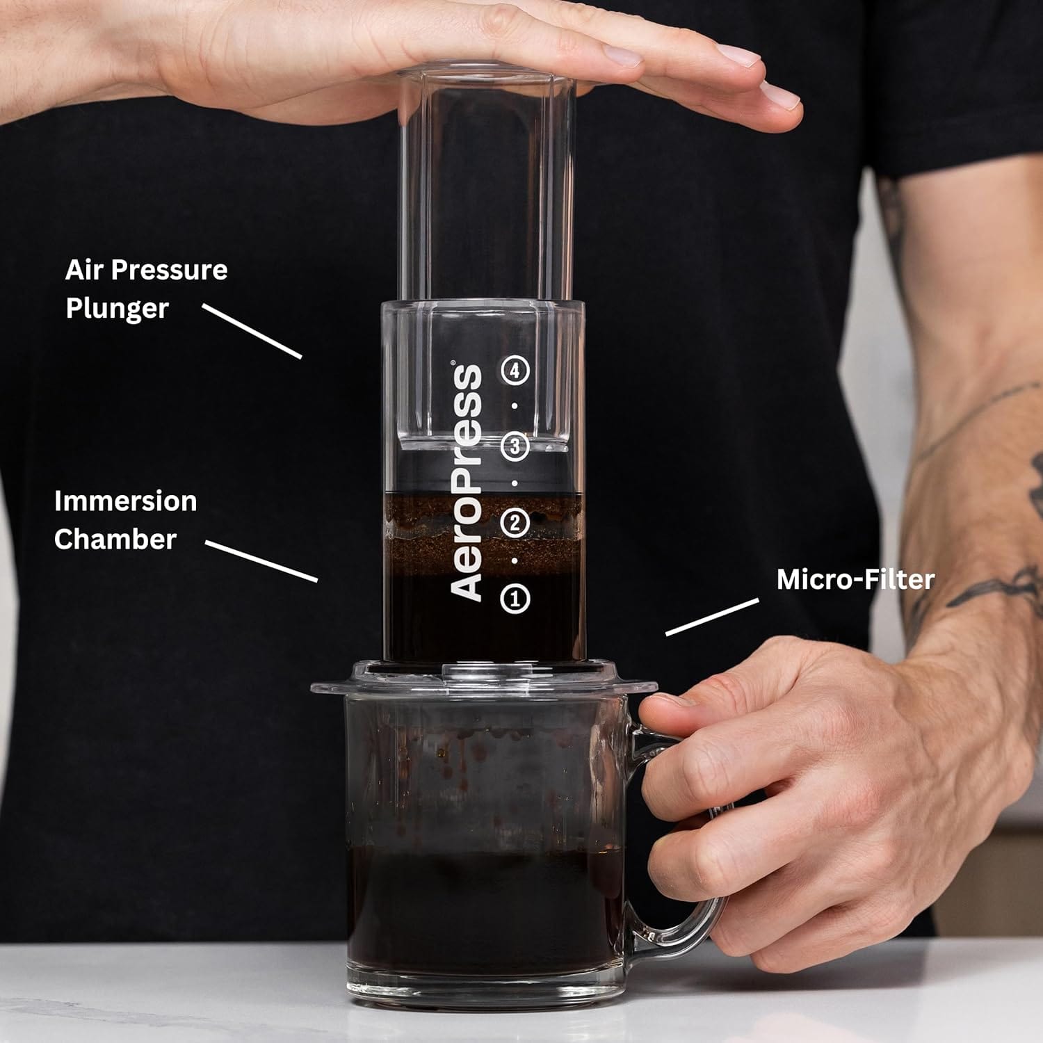 AeroPress Clear Coffee Press 3-in-1 Brew Coffee, French Press and Espresso-style Portable Coffee Maker, Clear