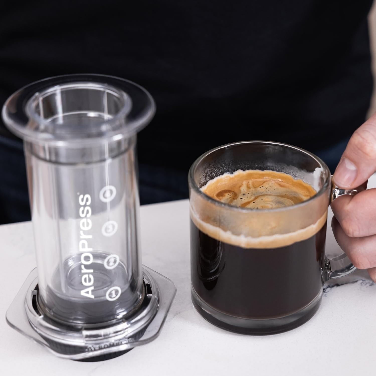 AeroPress Clear Coffee Press 3 in 1 Brew Coffee and Espresso-style Portable Coffee Maker, Clear