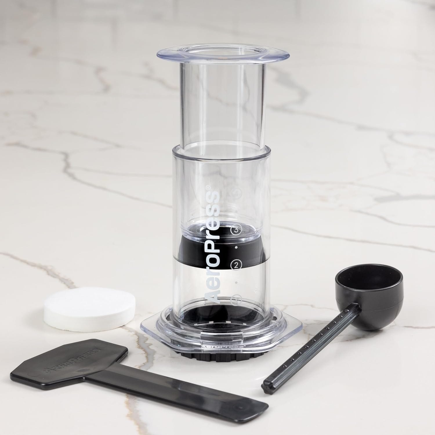 AeroPress Clear Coffee Press 3 in 1 Brew Coffee and Espresso-style Portable Coffee Maker, Clear