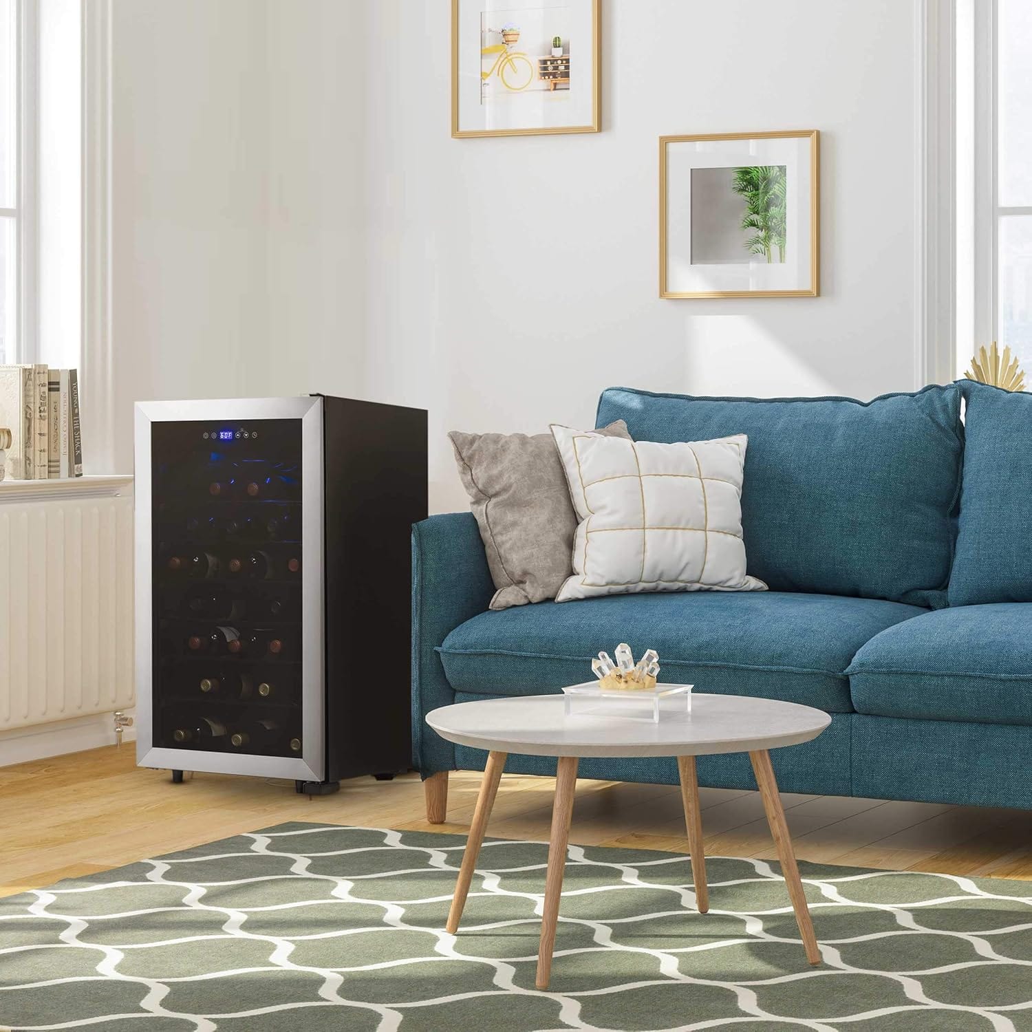 Newair Freestanding Wine Fridge with Adjustable Racks, 50 Bottles, Stainless Steel - Certified Refurbished