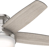 Hunter Fan 48 Inch Low Profile Ceiling Fan with LED Light Kit and Remote Control, Brushed Nickel - Certified Refurbished