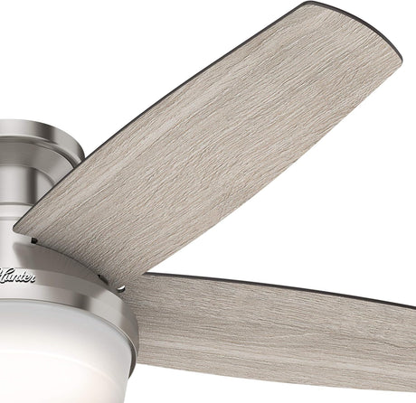 Hunter Fan 48 Inch Low Profile Ceiling Fan with LED Light Kit and Remote Control, Brushed Nickel - Certified Refurbished