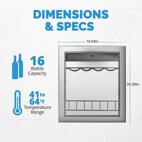 Newair Freestanding Wine Fridge with Digital Thermostat, 16 Bottles, Stainless Steel - Certified Refurbished
