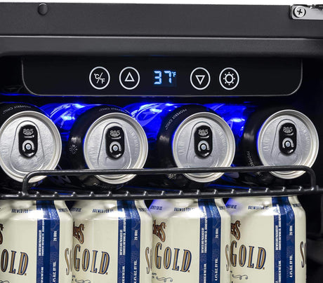 Newair 15" Built-in Beverage Fridge, 96 Cans, Black - Certified Refurbished