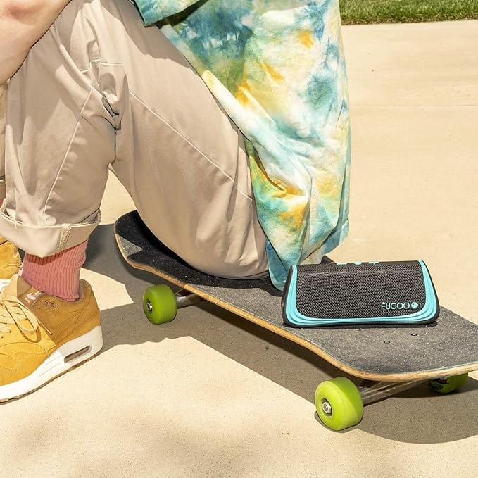 Fugoo Sport Portable Rugged Bluetooth Wireless Speaker, Waterproof, Up to 40 Hours Battery Life, Black/Teal