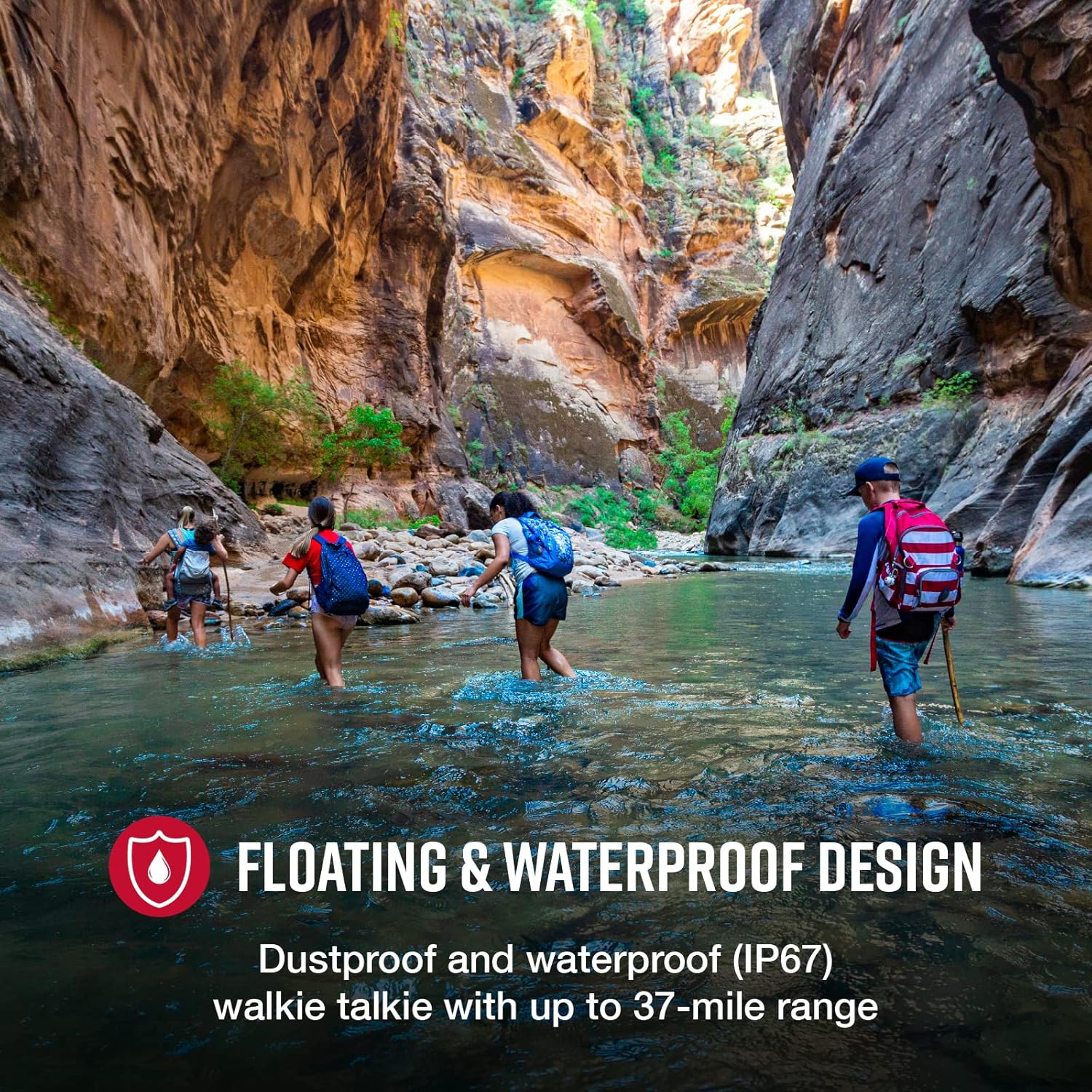 Cobra Two-Way Radios (3-Pack) IP67 Certified Waterproof Walkie Talkies, Up To 40 Mile Range and NOAA Weather Channels