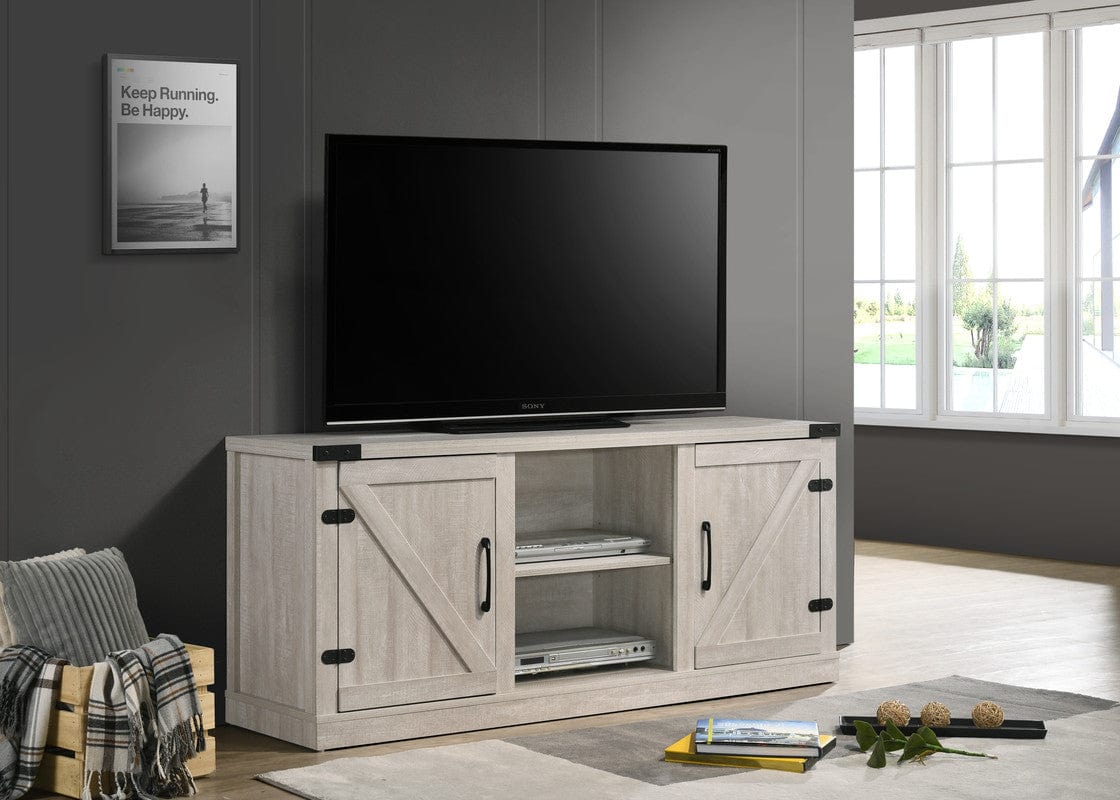 Willow & Hearth Salma Dusty Gray 58"W TV Stand with 2 Open Shelves and 2 Cabinets