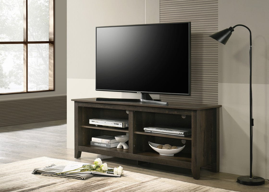 Willow & Hearth Trove 58" Wide Dark Dusty Oak Finish TV Stand with Open Shelves and Cable Management