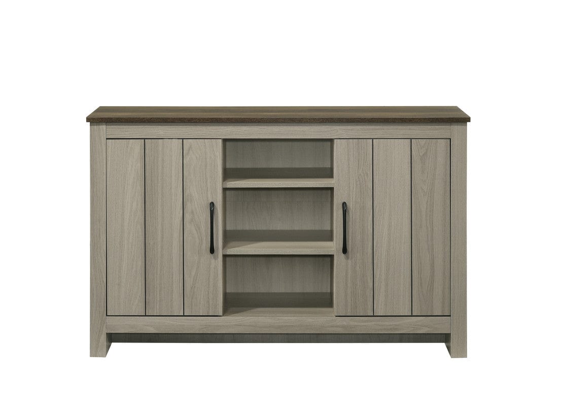 Willow & Hearth Nyla 47"W Gray Oak Console Table, Buffet Table, Sideboard with Shelves and Cabinet Doors