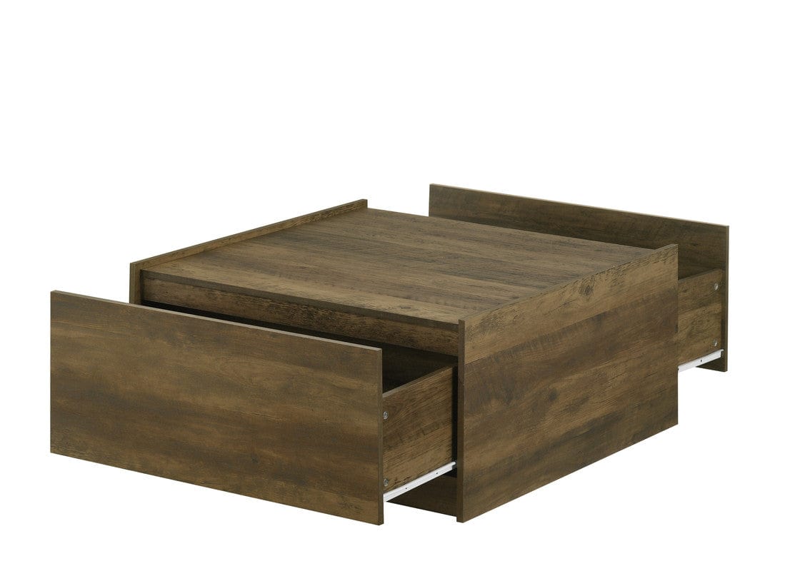 Willow & Hearth Travon 31.5"W Oak Finish Square Coffee Table with 2 Drawers