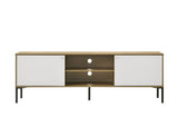 Willow & Hearth Burke 70"W White and Oak 2-Door TV Stand