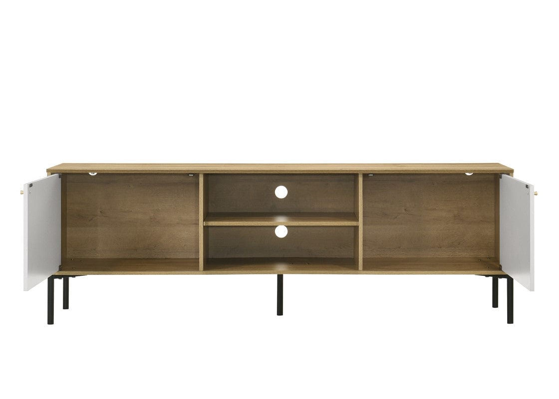 Willow & Hearth Burke 70"W White and Oak 2-Door TV Stand