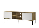 Willow & Hearth Burke 70"W White and Oak 2-Door TV Stand