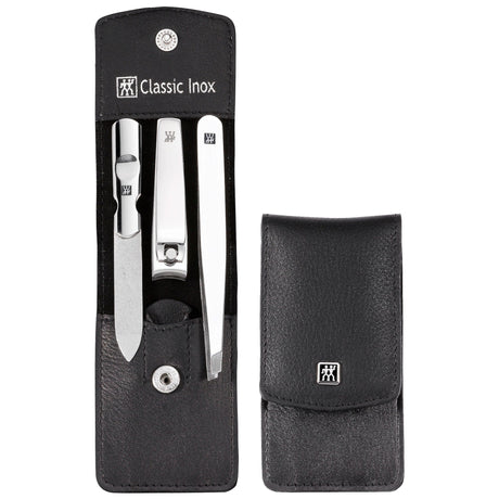 Zwilling Beauty Classic Inox 4-pc Manicure and Tweezer Set with Black Leather Case