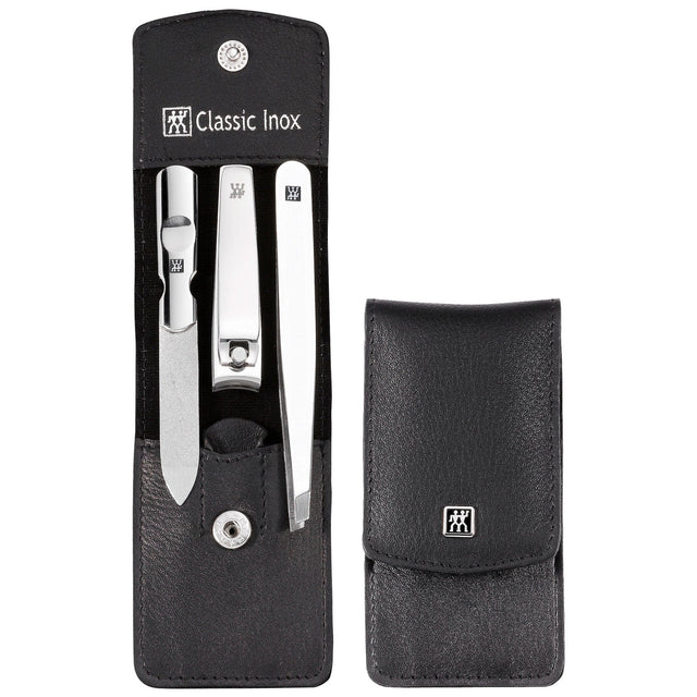 Zwilling Beauty Classic Inox 4-pc Manicure and Tweezer Set with Black Leather Case