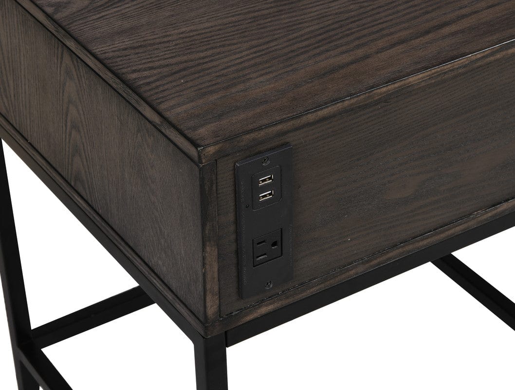 Willow & Hearth Ava 20"W Espresso MDF End Table with Charging Ports and Metal Base