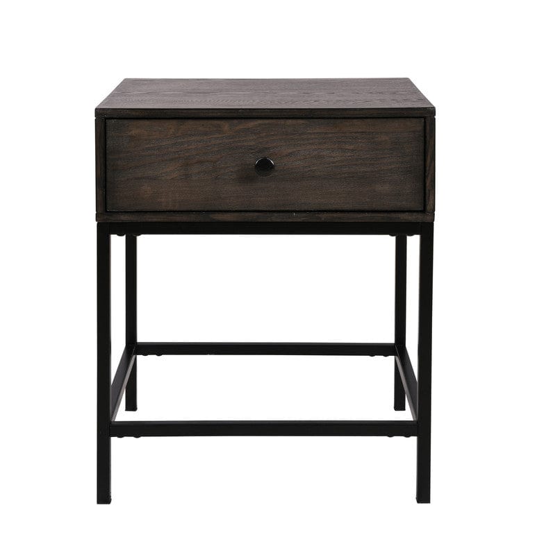 Willow & Hearth Ava 20"W Espresso MDF End Table with Charging Ports and Metal Base
