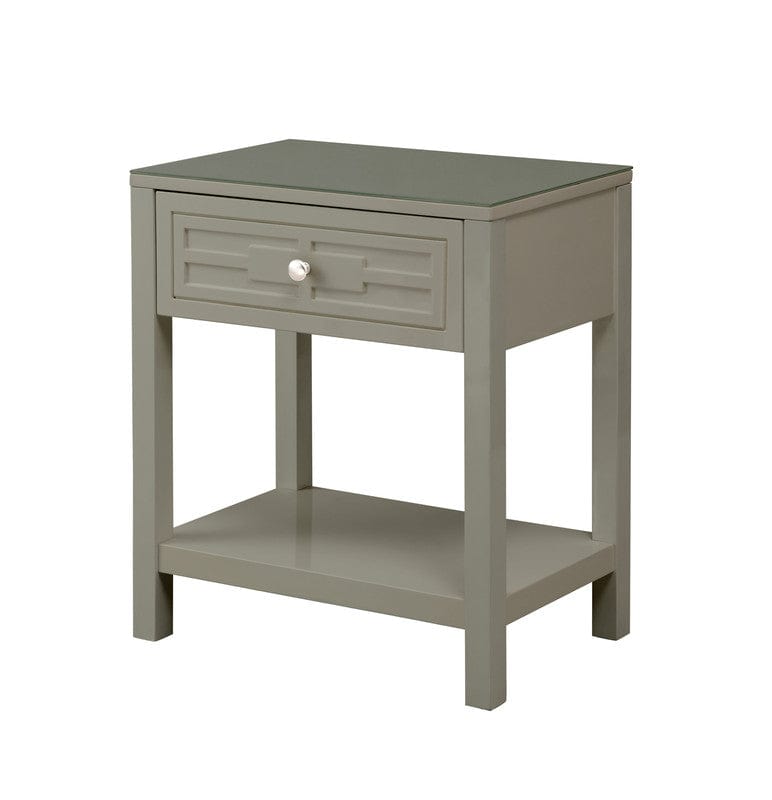 Willow & Hearth Dylan 23"W Taupe Wooden End Side Table Nightstand with Glass Top and Drawer