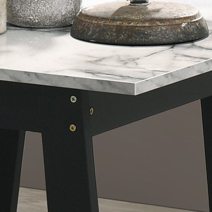 Willow & Hearth Kenzo 19"W Black End Table with Faux Marble Top Finish