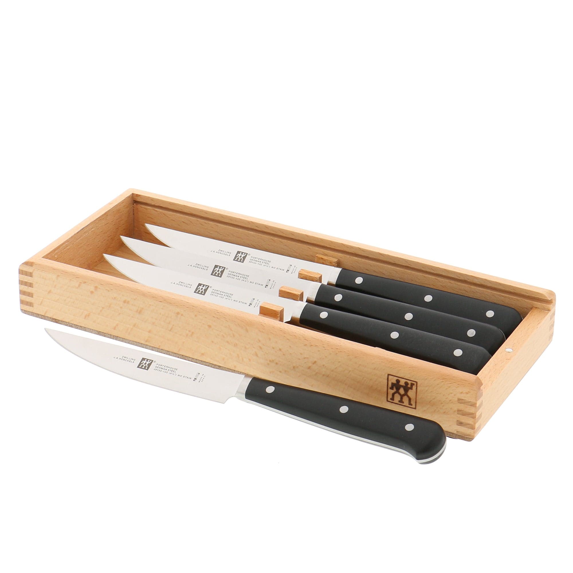 Zwilling Porterhouse 4-pc Steak Knife Set in Beechwood Box