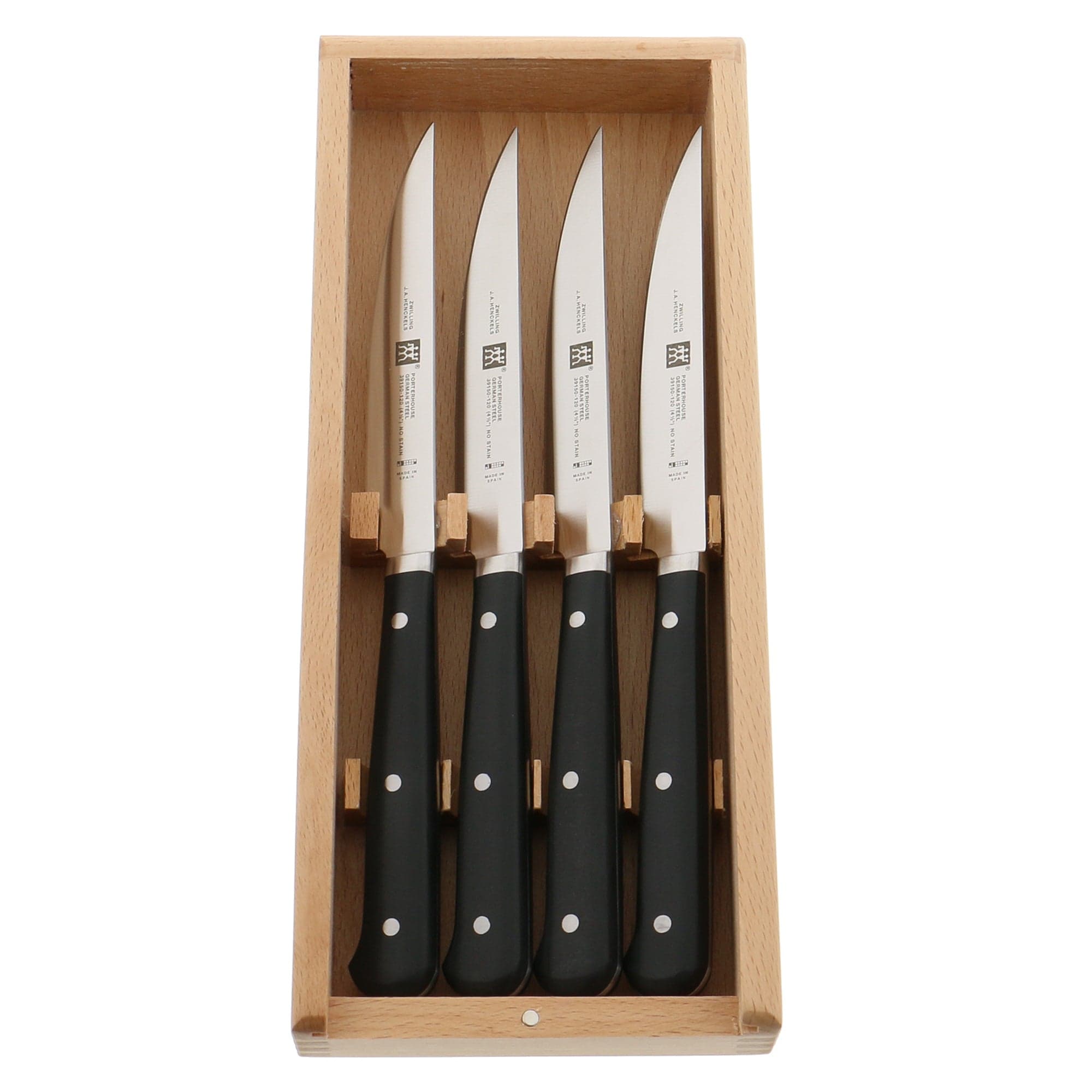 Zwilling Porterhouse 4-pc Steak Knife Set in Beechwood Box