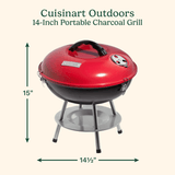 Cuisinart 14" Charcoal Grill, Red/Black