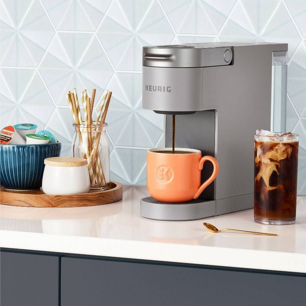 Keurig K-Slim + ICED Single Serve Coffee Maker, Hot & Cold Brewing, 3 Brew Sizes, 46oz Removable Reservoir, Gray - Open Box