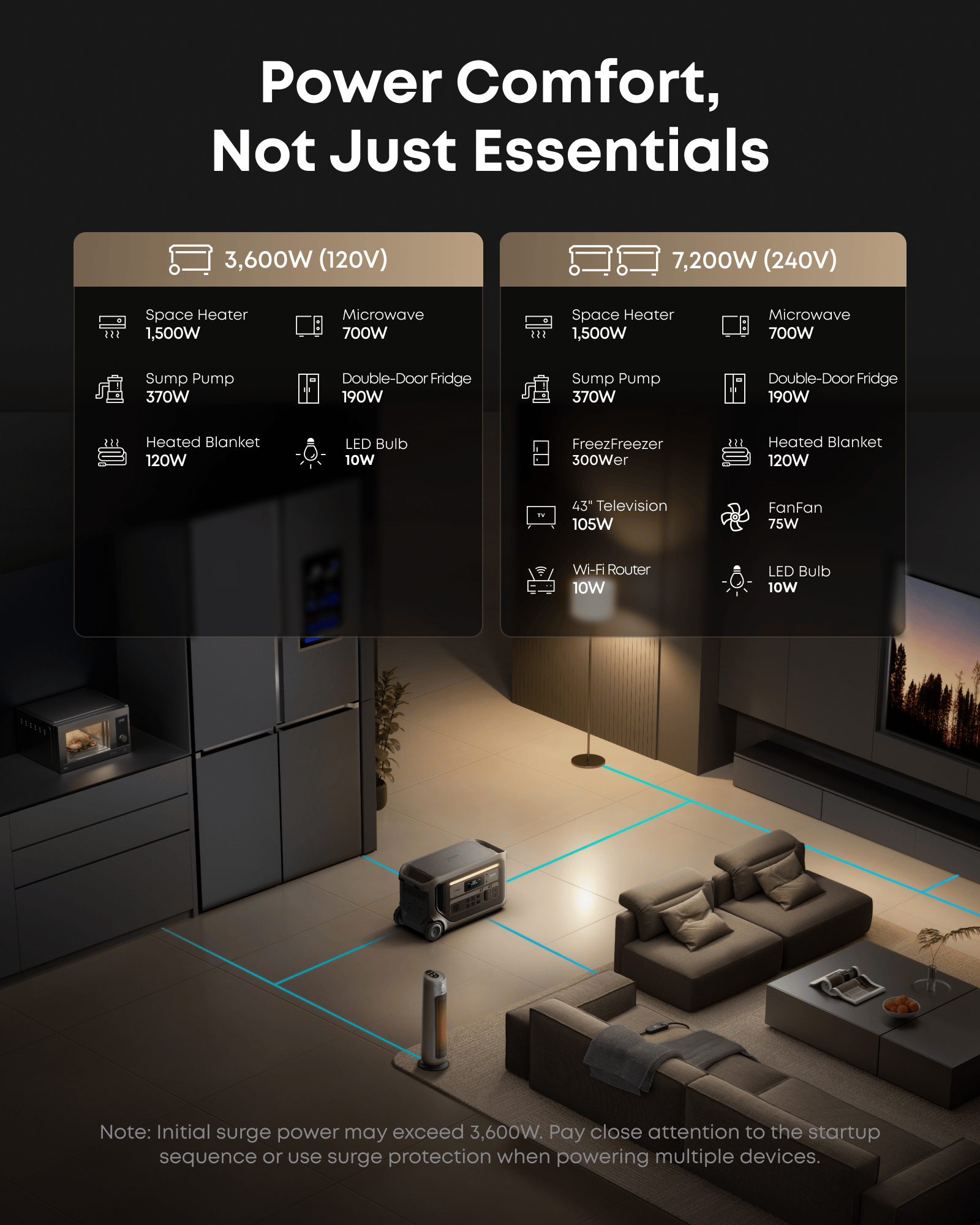 Anker SOLIX F3000 Portable Power Station, 3072Wh, 3600W AC, LiFePO4, Home, RV & Outdoor Backup - Certified Refurbished