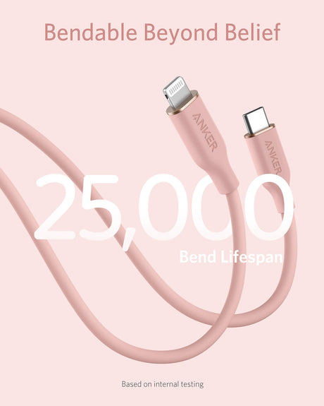 Anker <b>641</b> USB-C to Lightning Cable (Flow, 3 ft Silicone)