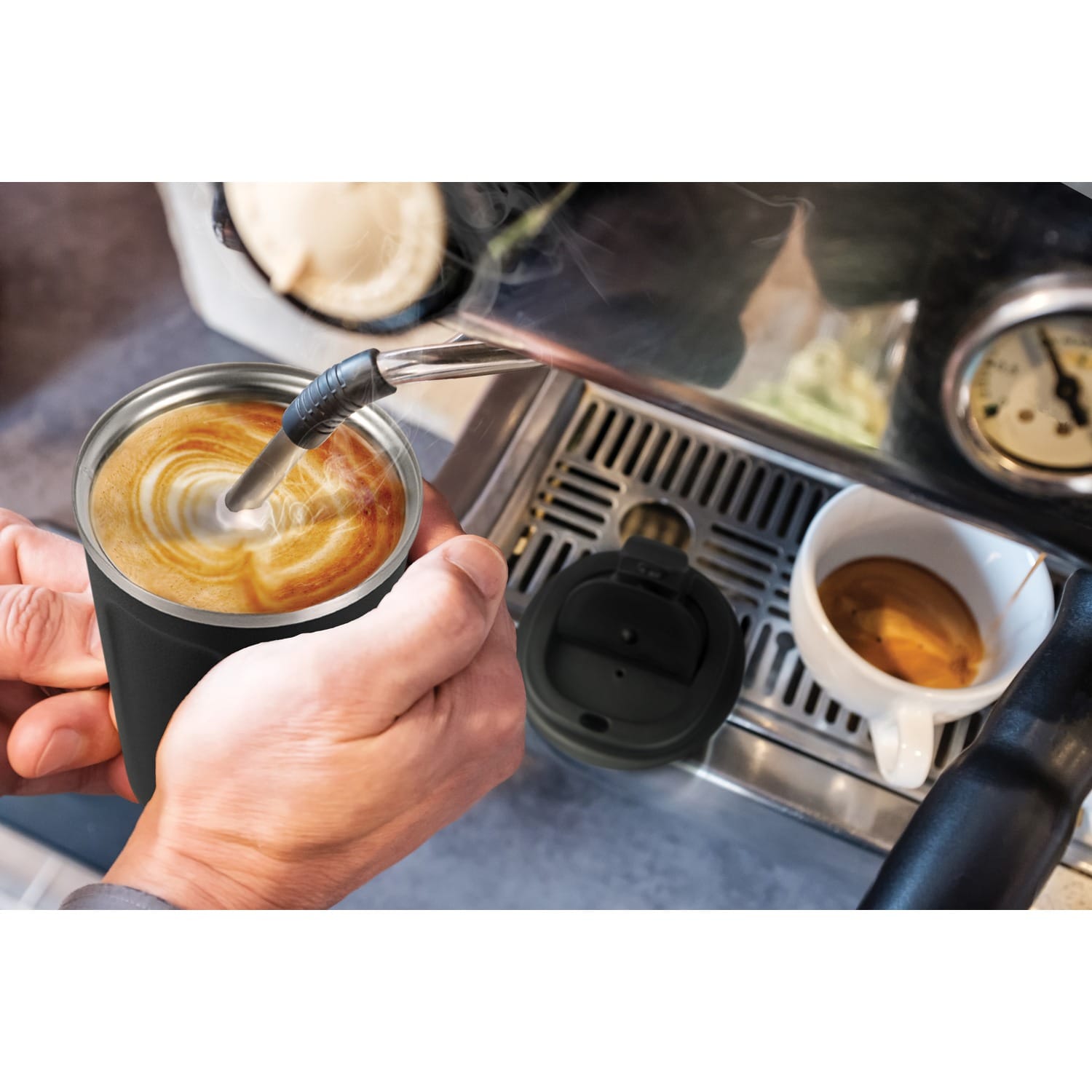 Asobu Cafe Compact Insulated Travel Coffee Mug, 13-Oz. Capacity, Black