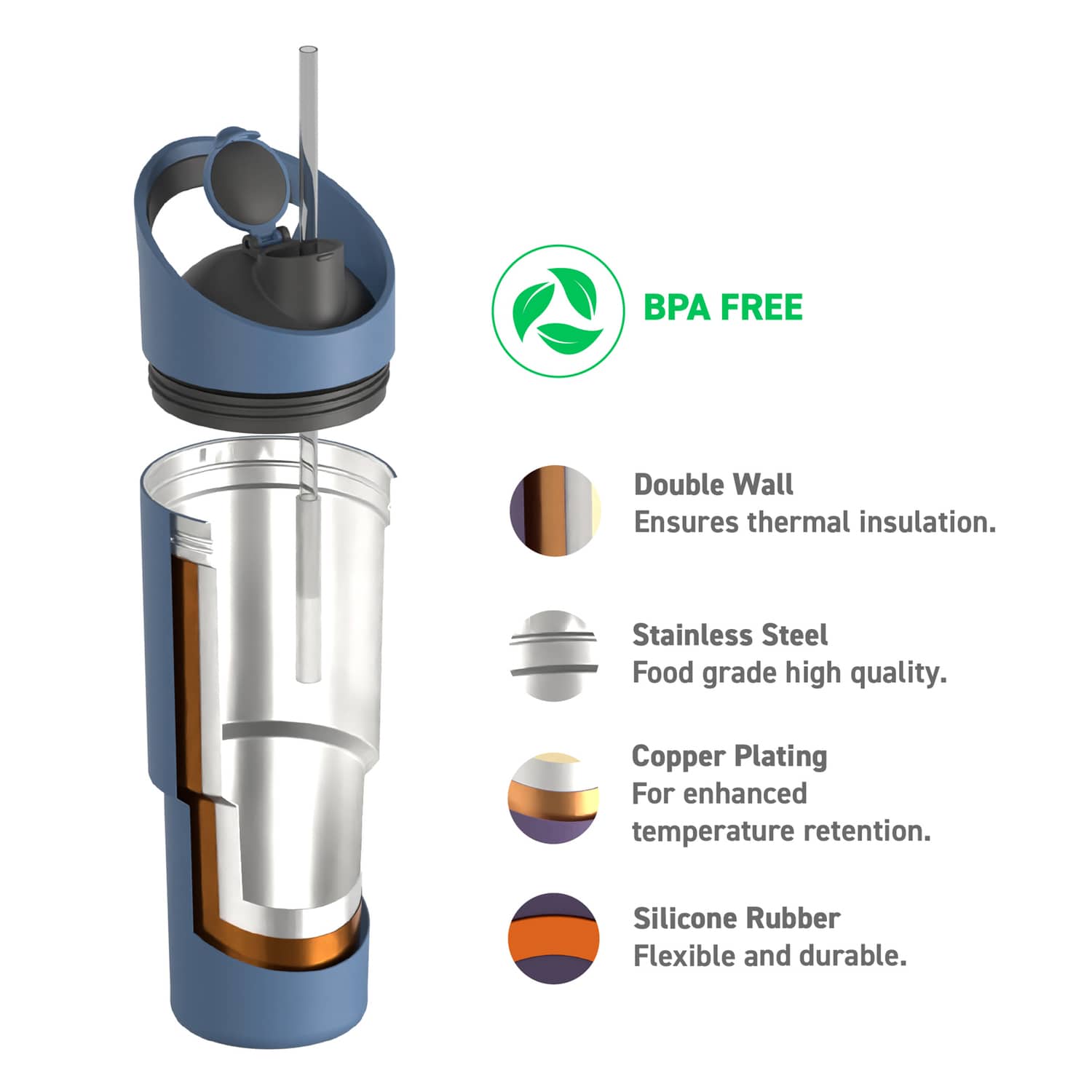 Asobu 32-Oz. Cosmic Insulated Water Bottle, Slate Gray