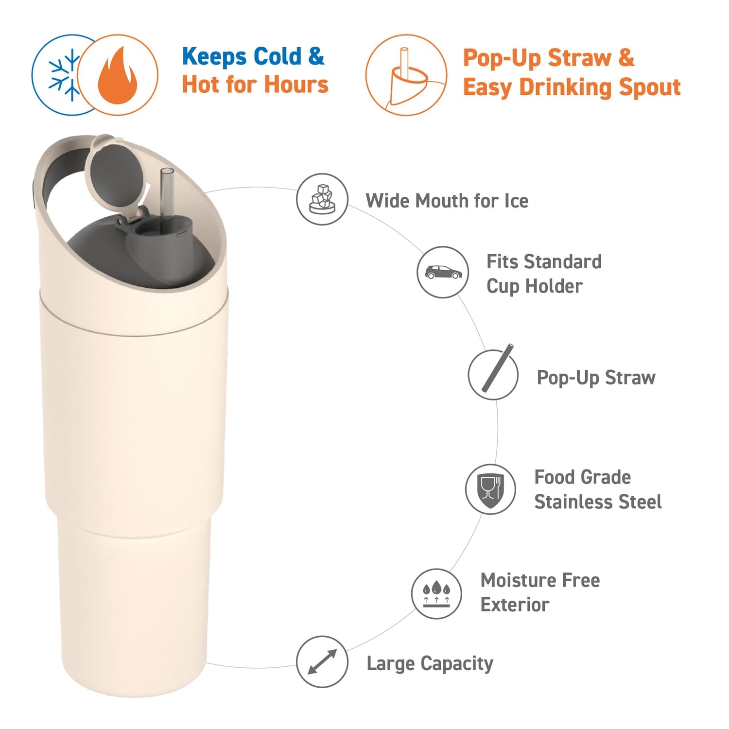 Asobu 32-Oz. Cosmic Insulated Water Bottle, White
