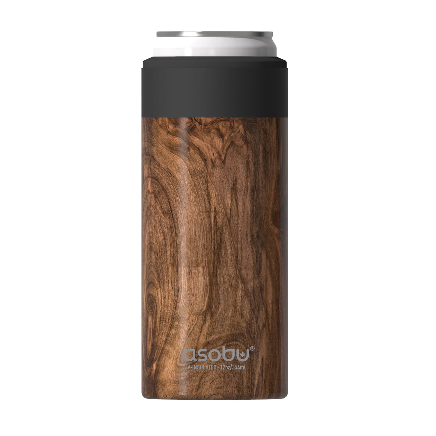 Asobu Slim Can Insulated Cooler Sleeve, 12-Oz. Capacity, Wood