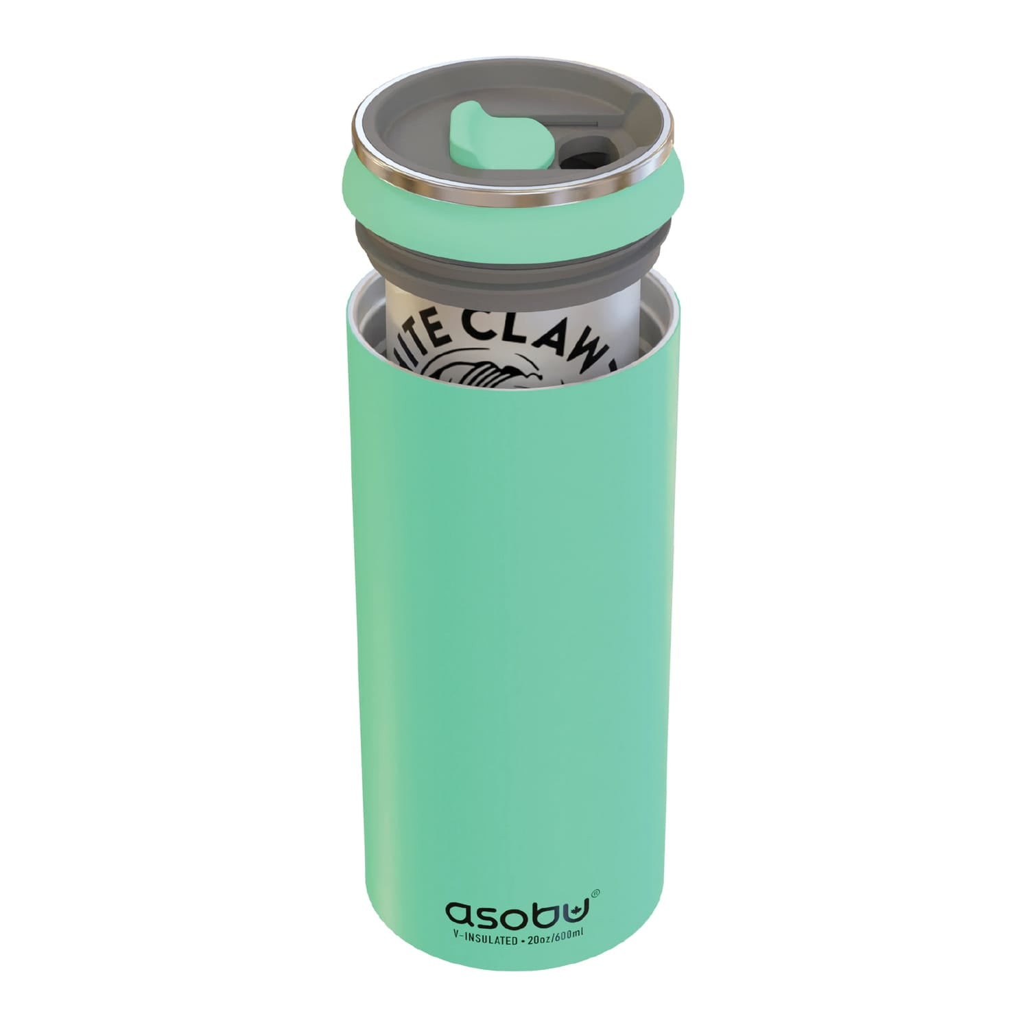 Asobu FC4G Double-Walled Vacuum-Insulated Stainless Steel Multi-Can Cooler Sleeve with Reusable Pocket Straw, Mint