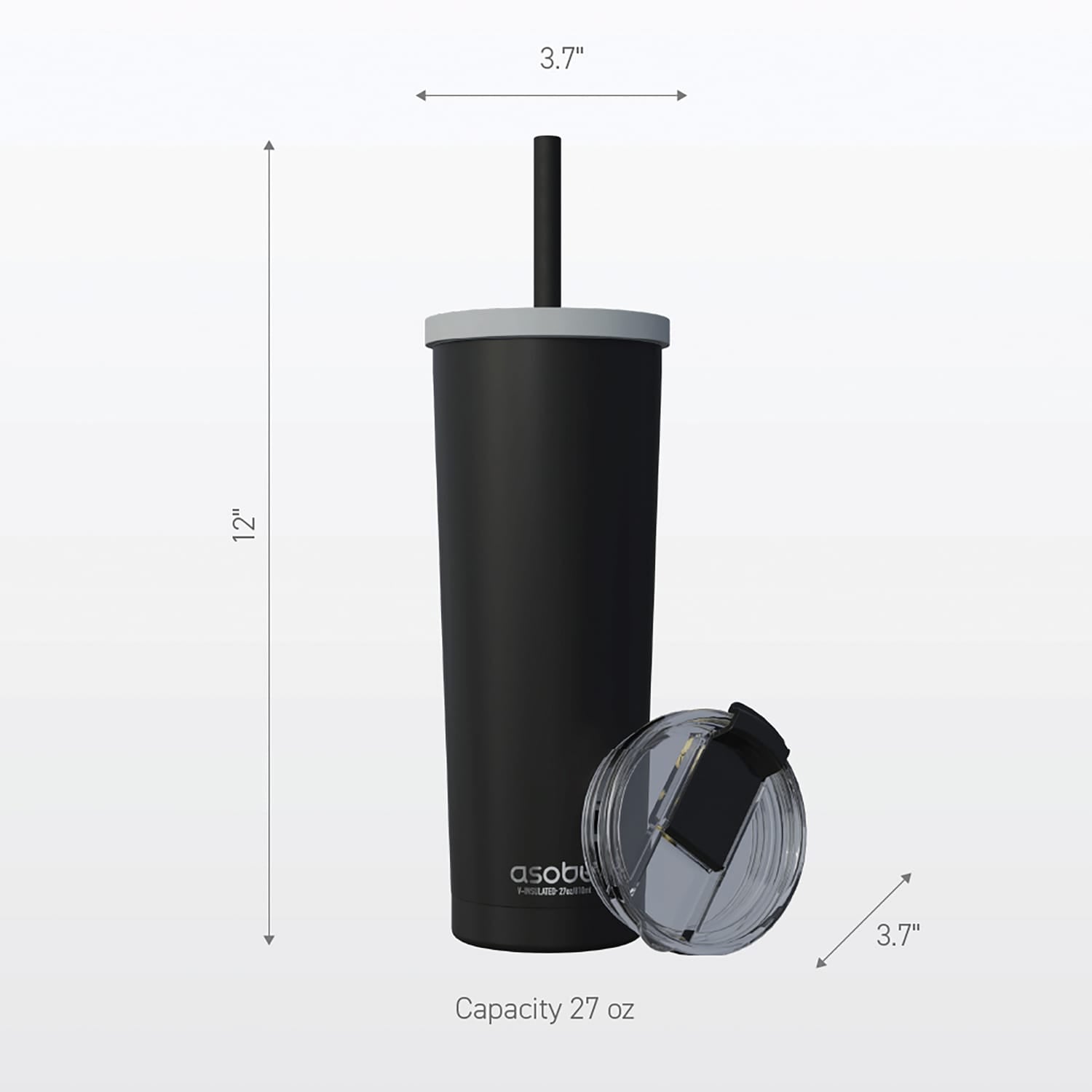 Asobu Ocean Double-Walled Vacuum-Insulated 27-Oz. Stainless Steel Travel Tumbler with Flexible Straw and Dual Lids, Red