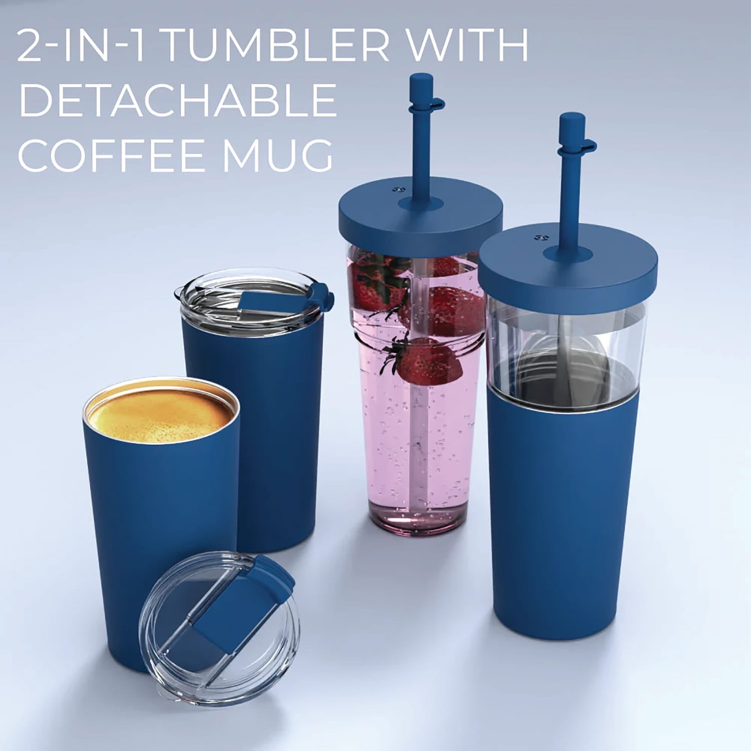 Asobu Marina See-Through Triton Tumbler with Flexible Straw, Blue