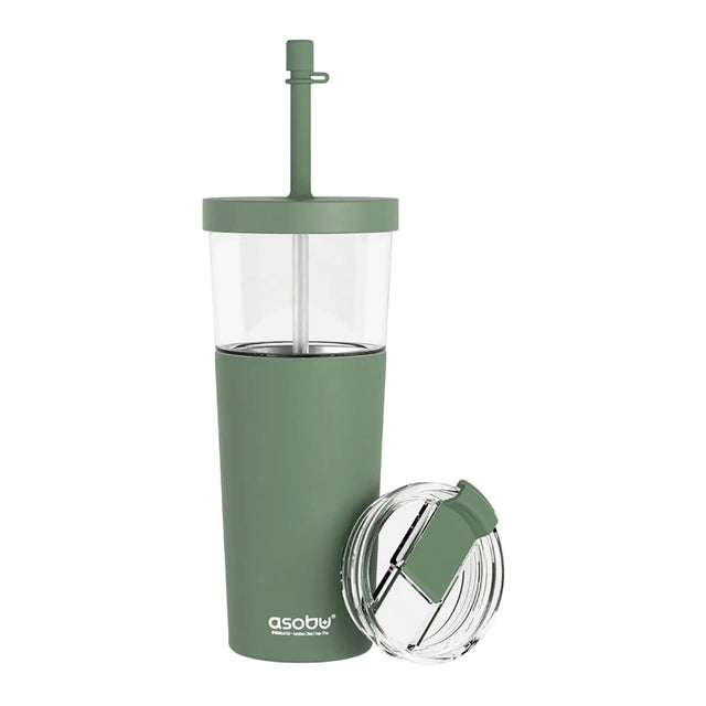 Asobu Marina See-Through Triton Tumbler with Flexible Straw, Green