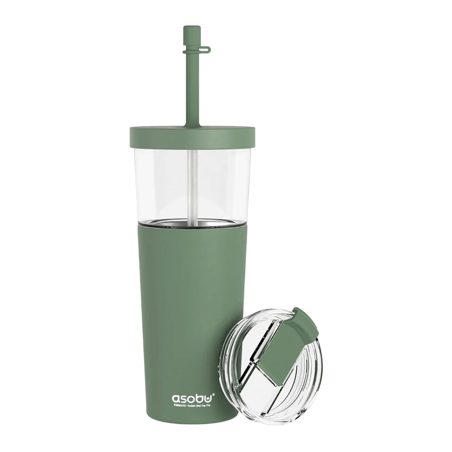 Asobu Marina See-Through Triton Tumbler with Flexible Straw, Green