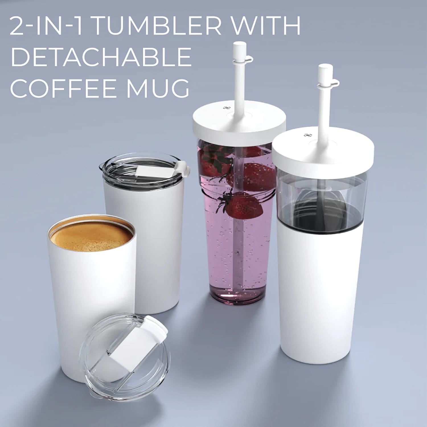 Asobu Marina See-Through Triton Tumbler with Flexible Straw, White