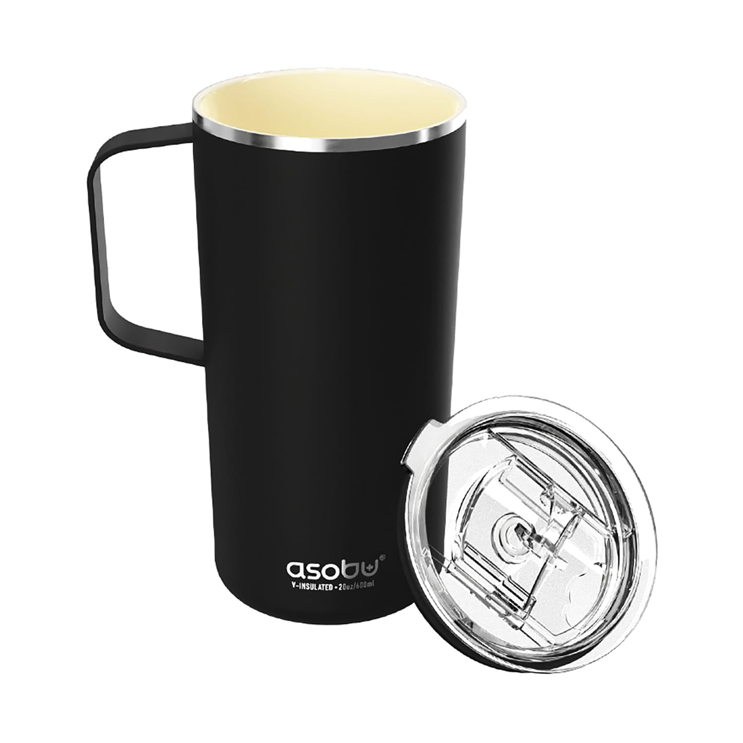 Asobu 20-Oz. Double-Wall-Insulated Stainless Steel Tower Coffee Mug with Ceramic Coating, Black