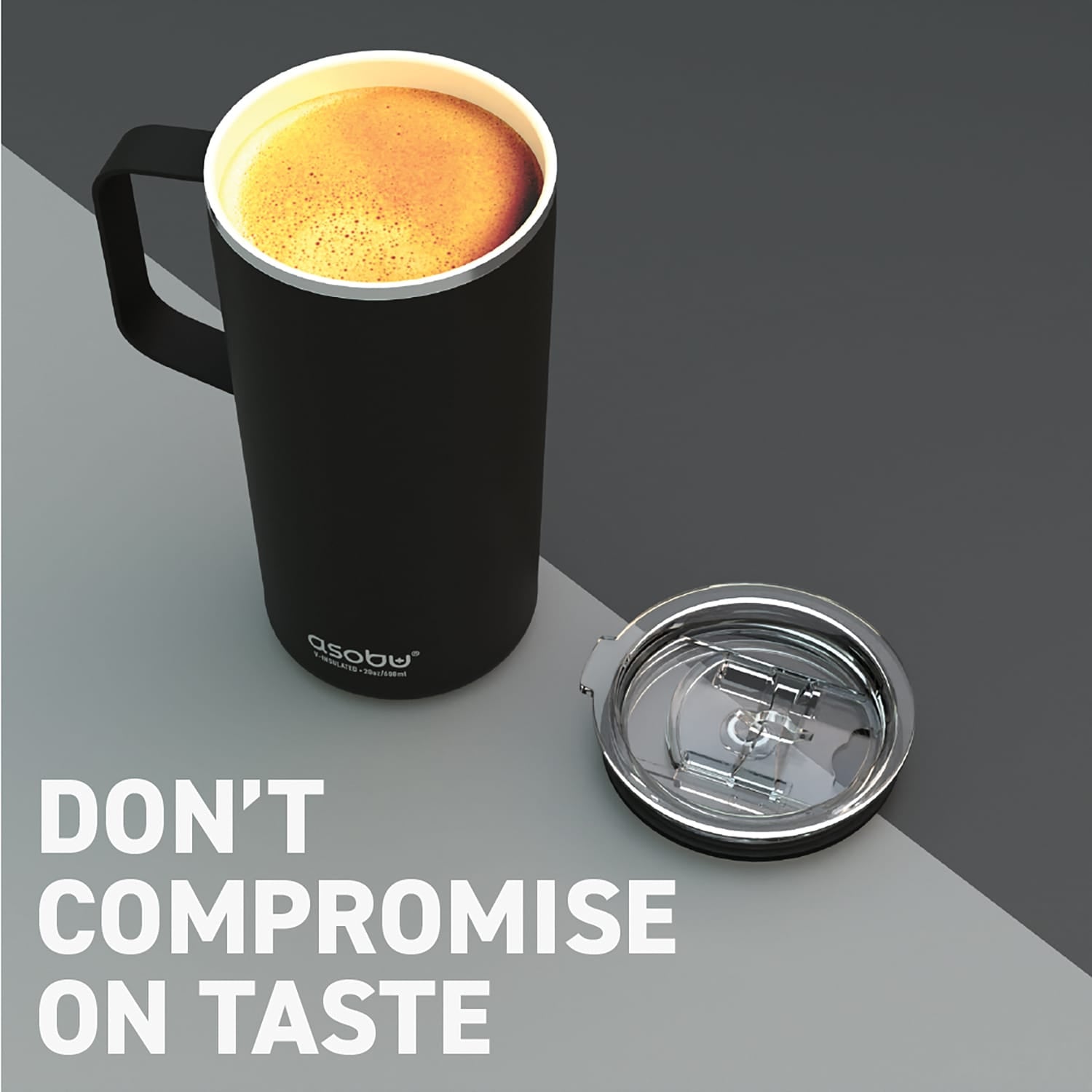 Asobu 20-Oz. Double-Wall-Insulated Stainless Steel Tower Coffee Mug with Ceramic Coating, Black