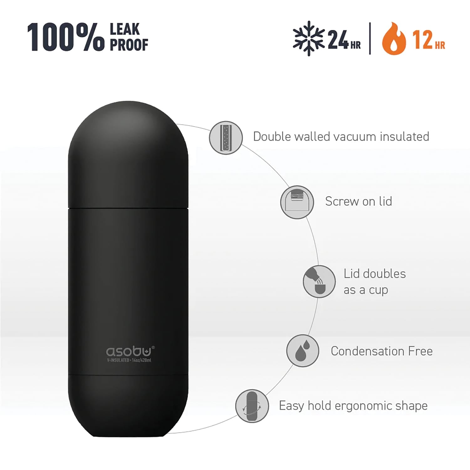 Asobu 14-Oz. Orb Water Bottle, Silver
